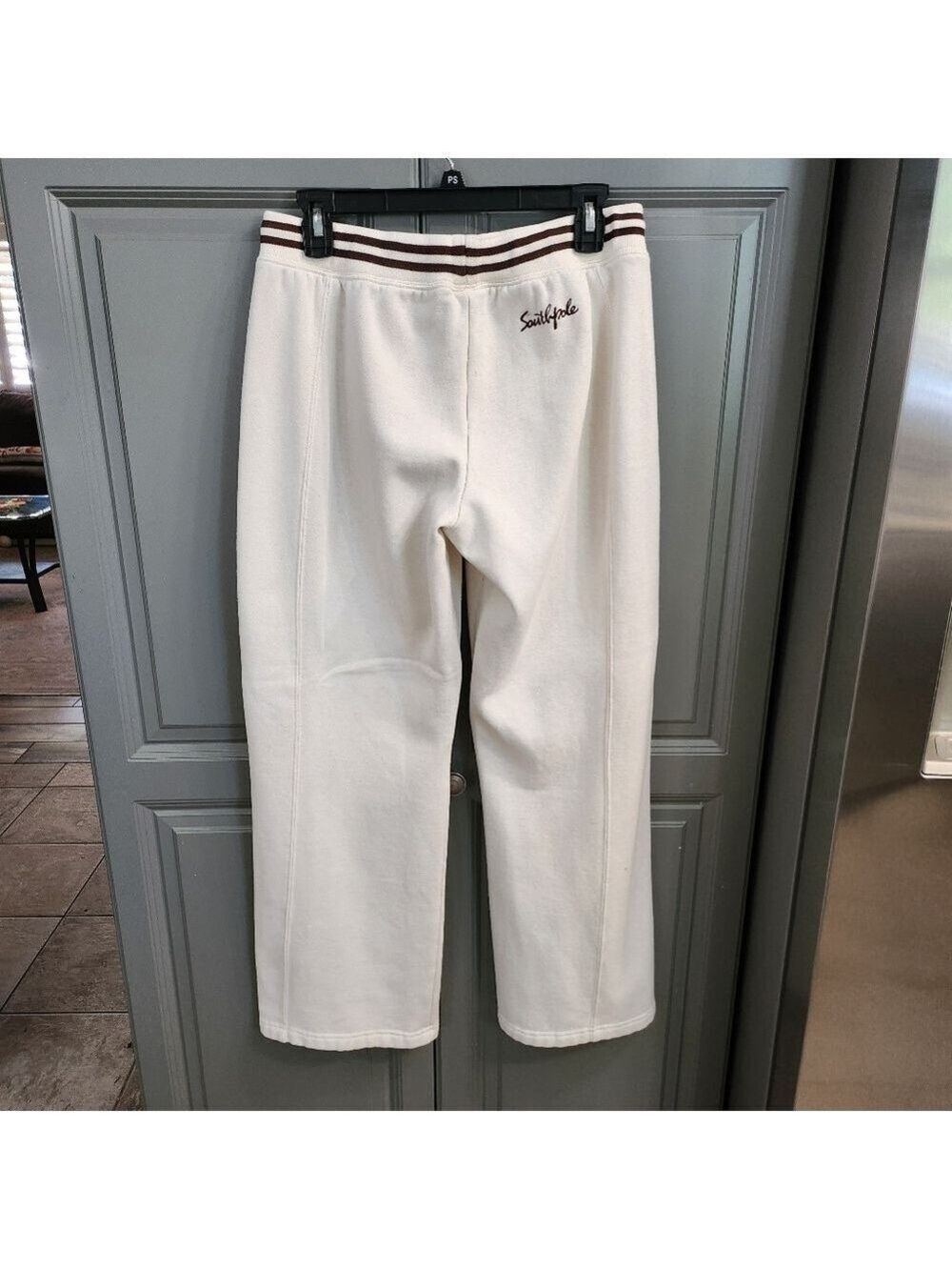 Y2K Southpole  Cream Sweatpants with Brown Stripe Womens Size XL